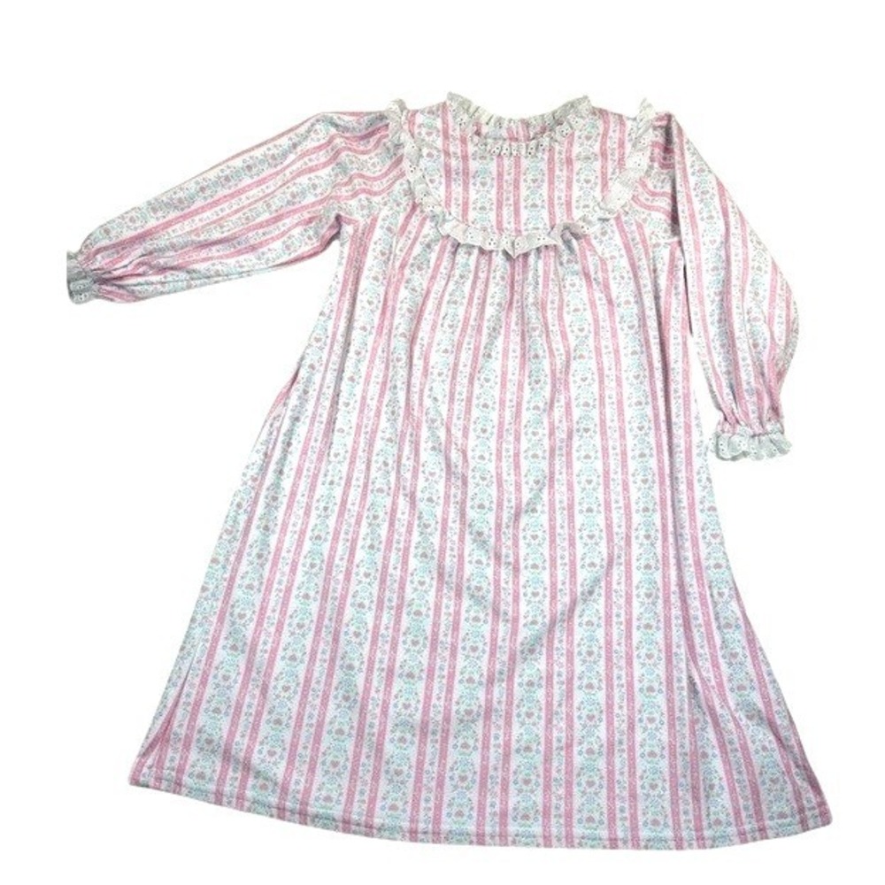 Lanz of Salzburg Cute Vintage Pink White Floral Girl's Prairie Nightgown 4T